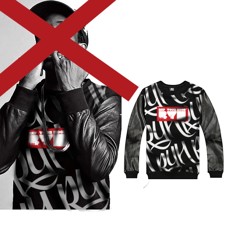 Rep Your Hood black & white sweater with  a red graphic   